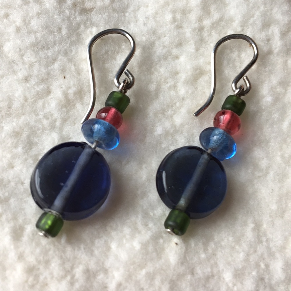 Sterling silver and glass beaded earrings
